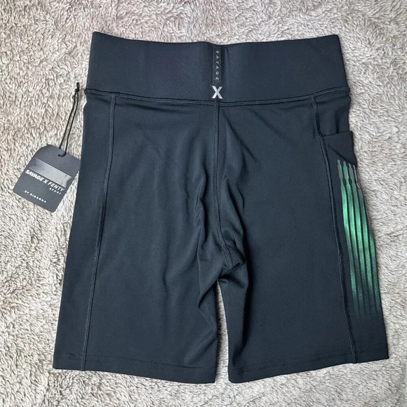 SAVAGE X FENTY Band-It High-Waist Bike Short Black Caviar/Oil Slick SZ L New - Picture 13 of 16